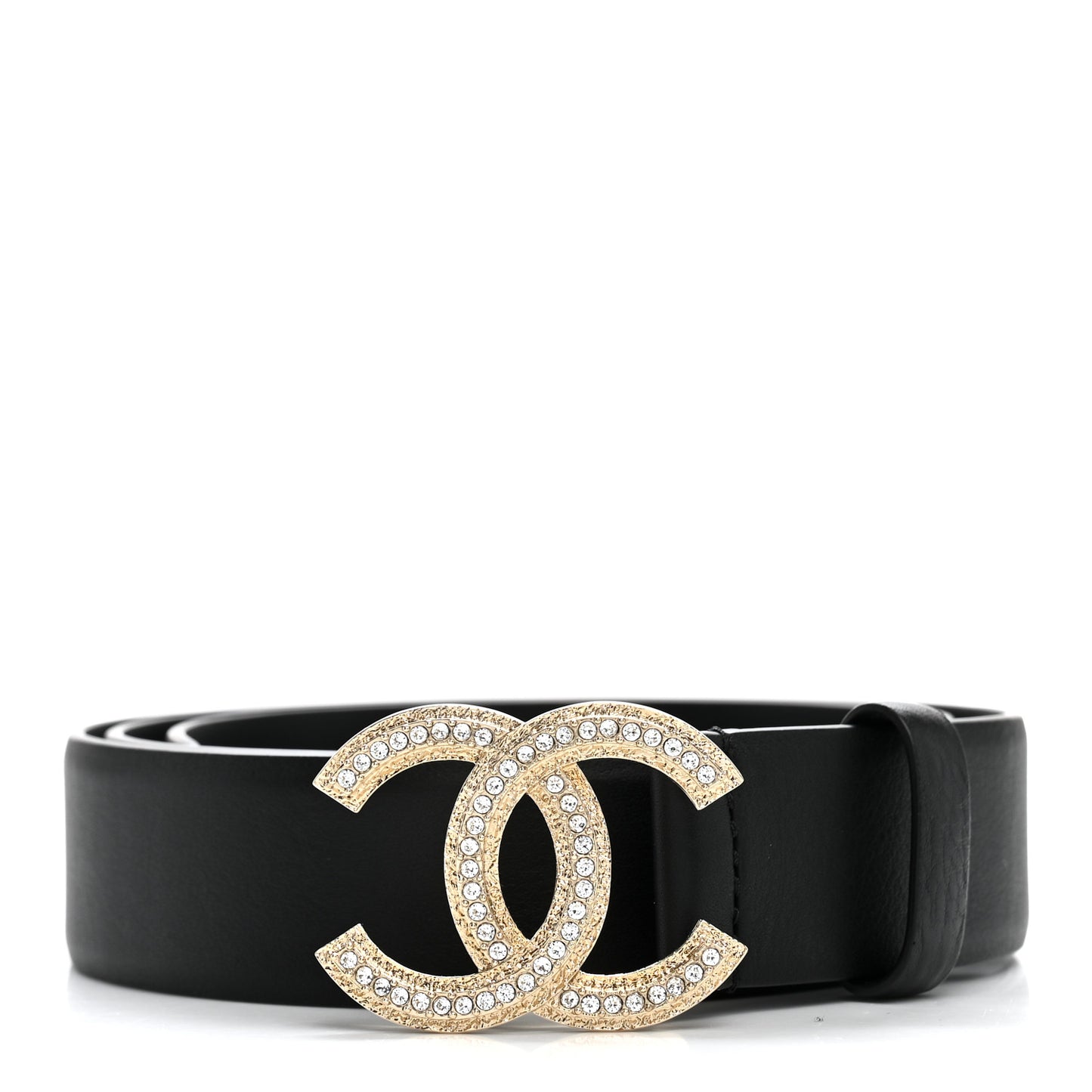 Calfskin Crystal CC Belt 90 36 Black