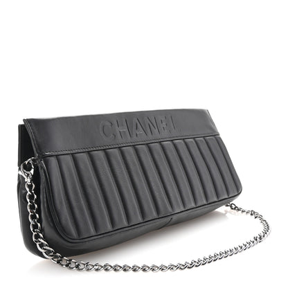 Chanel Calfskin Vertical Quilted Lax Clutch With Chain Black 3 of 7