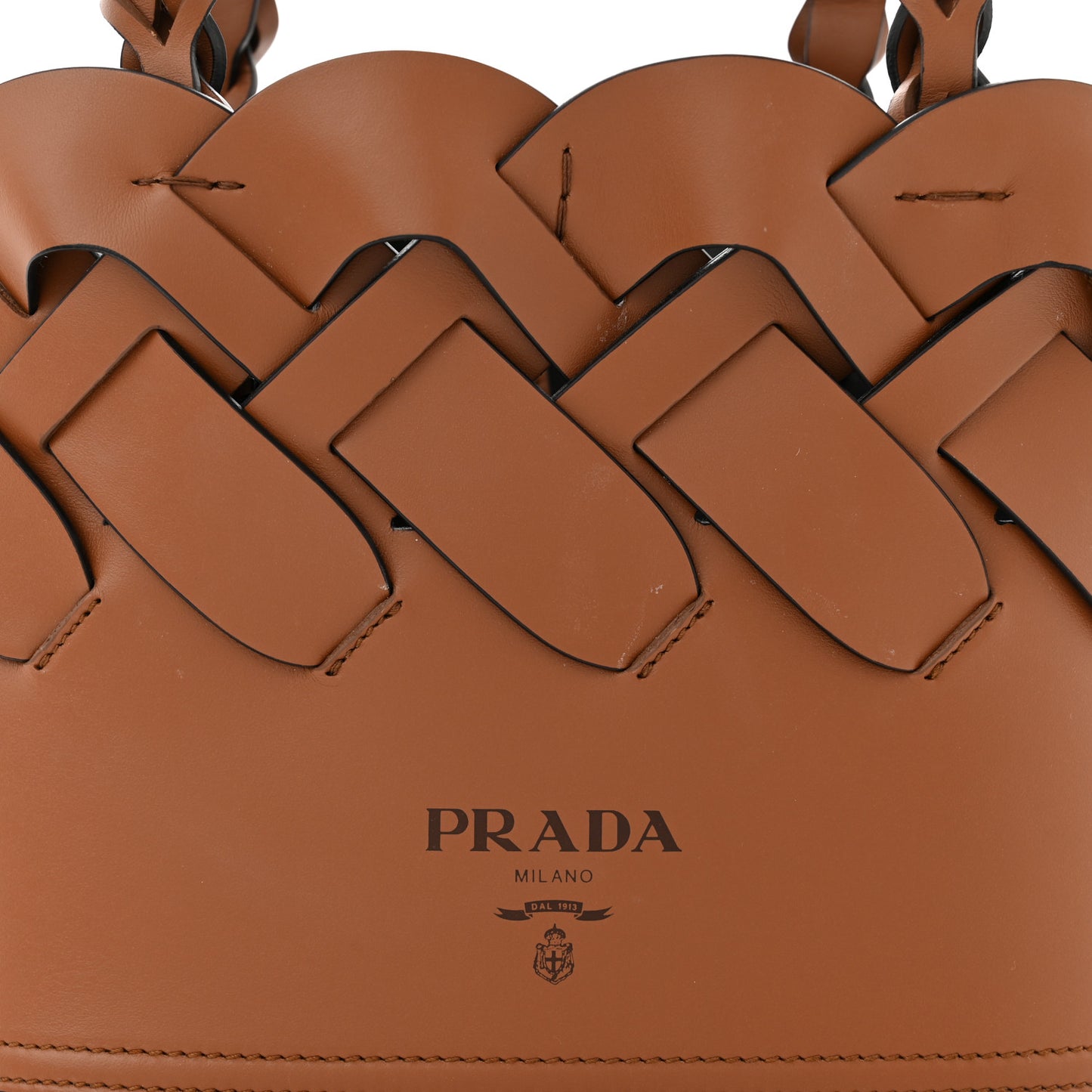 Vitello Intreccio Tote Bag Cognac Black
