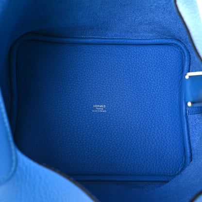 Hermes Taurillon Clemence Picotin Lock 22 MM Bleu Hydra 5 of 13
