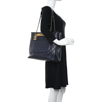 Chanel Lambskin Quilted Trendy CC Shopping Tote Navy 2 of 10