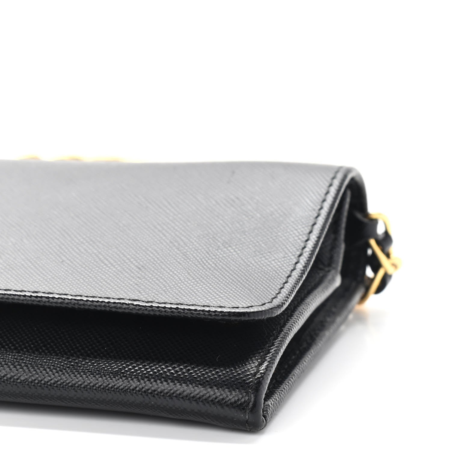 Prada Saffiano Metal Oro Chain Wallet Black 8 of 8