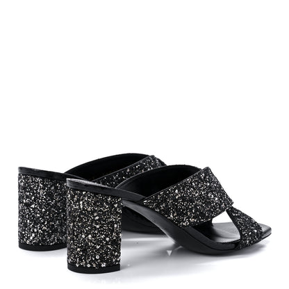 Saint Laurent Glitter LouLou 70 Mule Sandals 38.5 Black Gold 4 of 10
