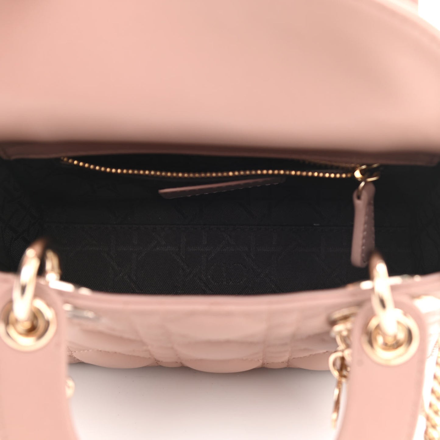 Lambskin Cannage Mini Lady Dior Rose De Vents