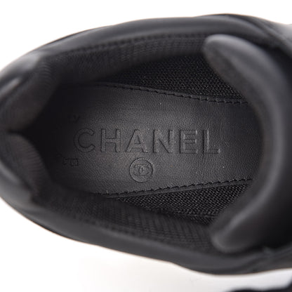 Chanel Calfskin Lambskin Womens CC Sneakers 39.5 Black White 7 of 9