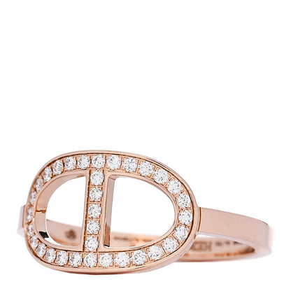 Hermes 18K Rose Gold Diamond MM Chaine d'Ancre Contour Ring 56 7.75 3 of 6