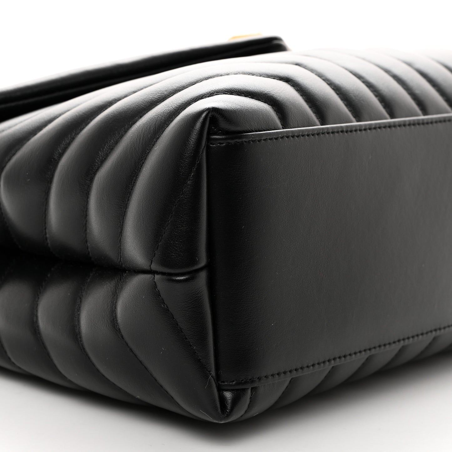 Calfskin Y Quilted Monogram Medium Loulou Chain Satchel Black