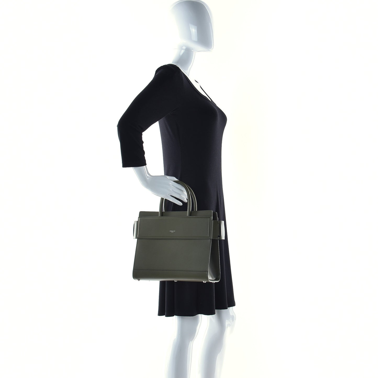 Smooth Calfskin Small Horizon Satchel Khaki