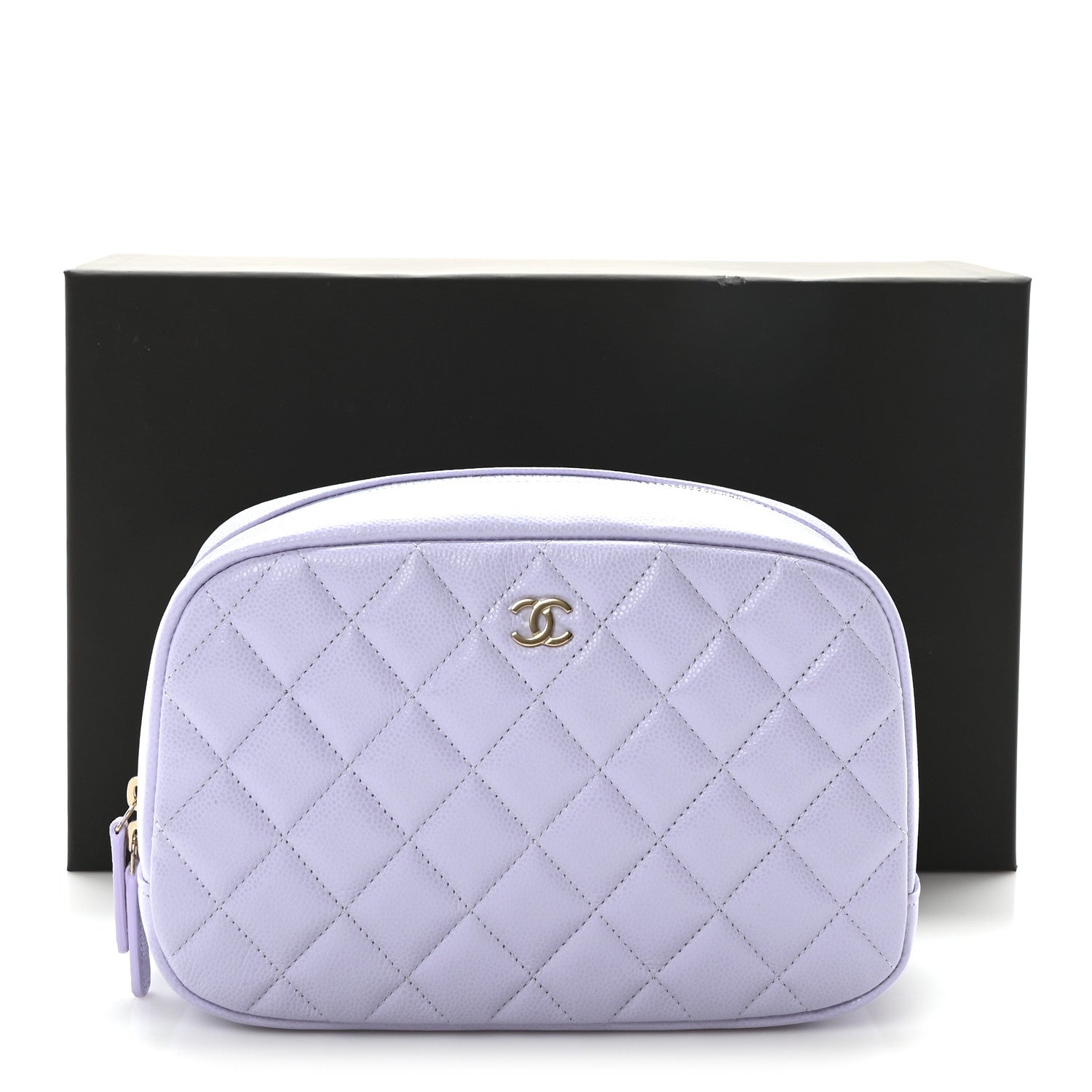 Chanel Caviar Quilted Medium Curvy Pouch Cosmetic Case Light Purple 11 of 11