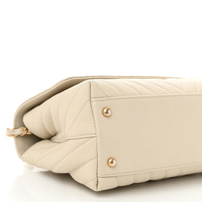 Chanel Caviar Lizard Chevron Quilted Small Coco Handle Flap Ivory 9 of 10