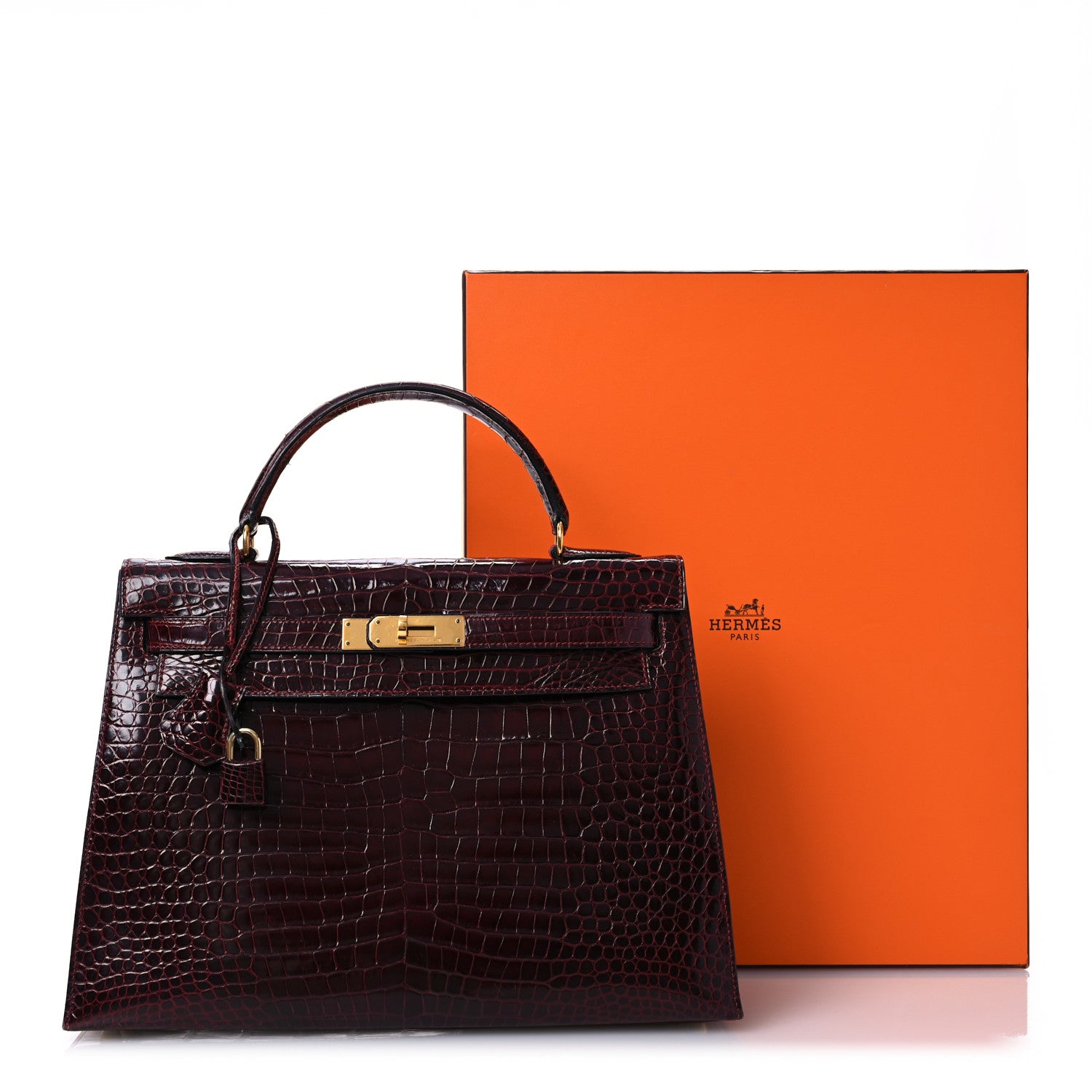 Hermes Shiny Porosus Crocodile Kelly Sellier 32 Rouge H 16 of 16