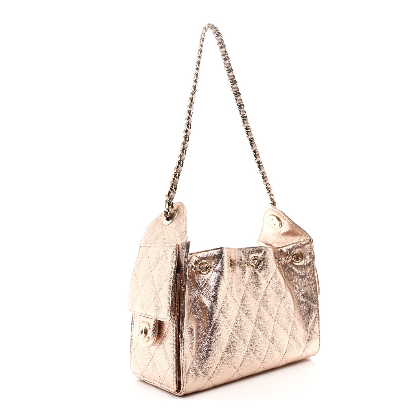 Metallic Caviar Quilted Mini Chanel 25 Handbag Copper