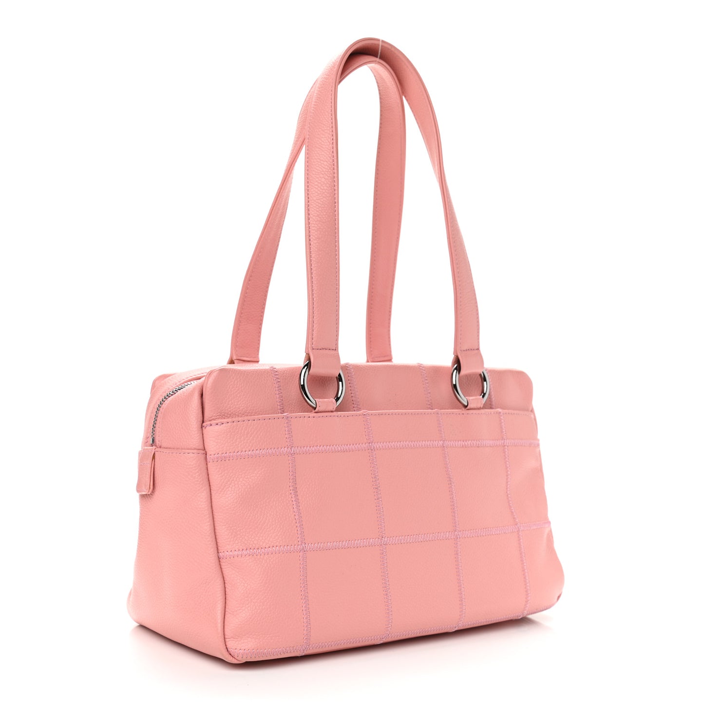 Caviar Square Stitched Bowler Pink