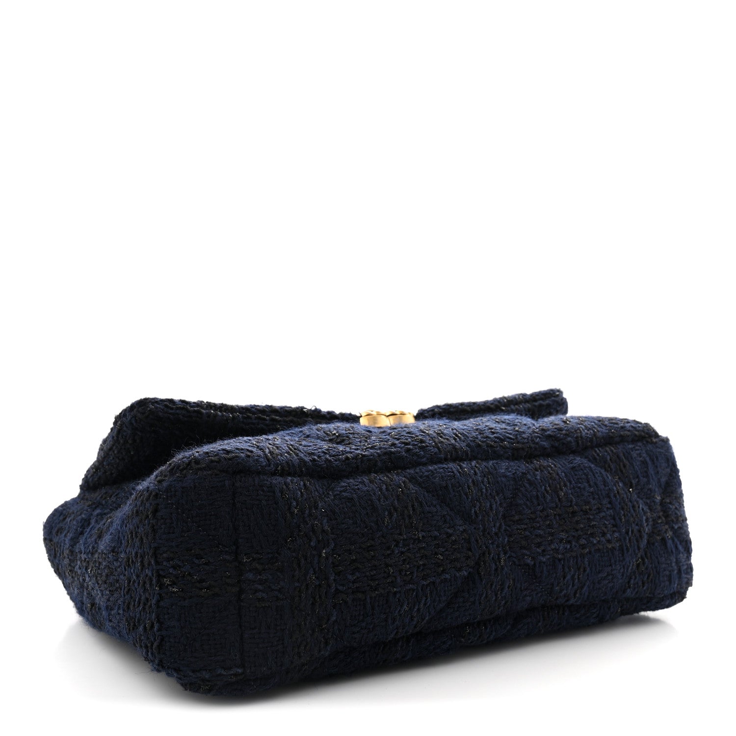 Chanel Tweed Quilted Large Chanel 19 Flap Navy Blue 4 of 10