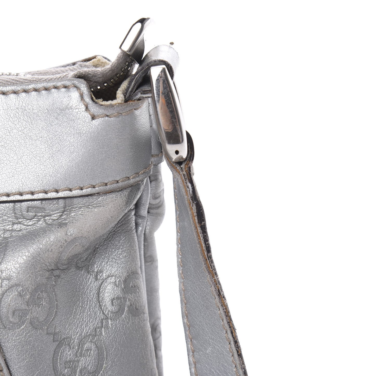 Guccissima Small D Ring Messenger Silver