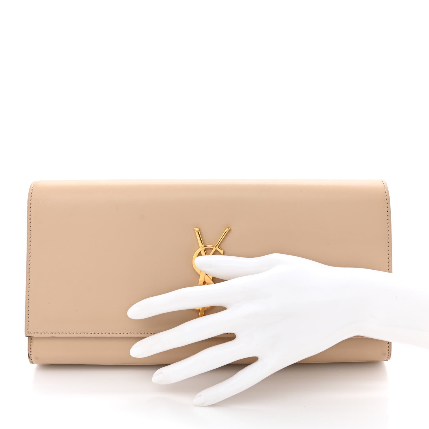 Saint Laurent Smooth Calfskin Classic Monogram Cassandre Clutch Nude 2 of 16