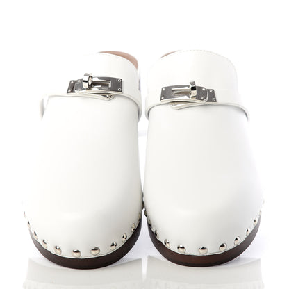 Hermes Calfskin Carlotta Mules 39 White 5 of 10