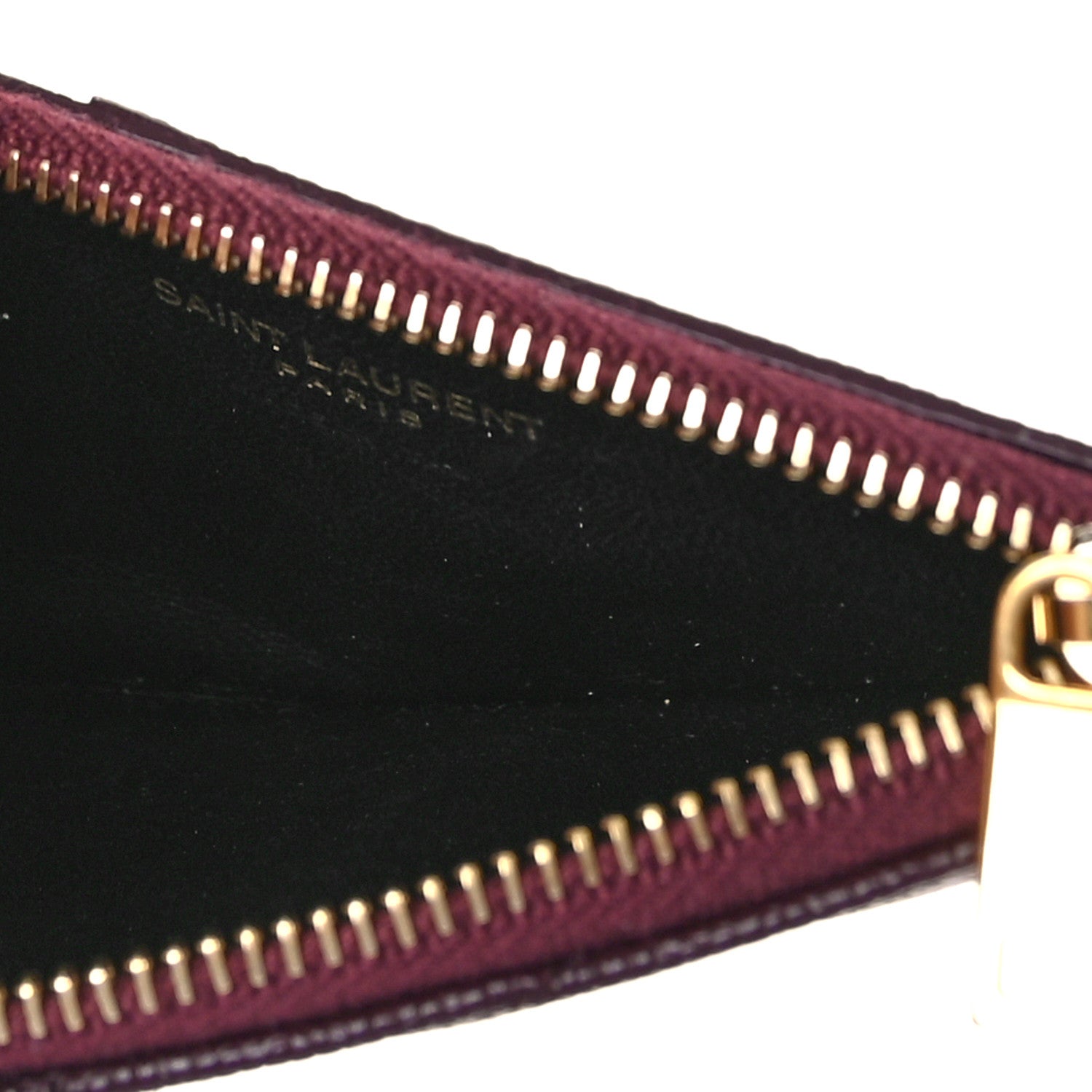 Saint Laurent Grain De Poudre Matelasse Chevron Monogram Fragments Zippered Card Case Rouge Legion 5 of 8