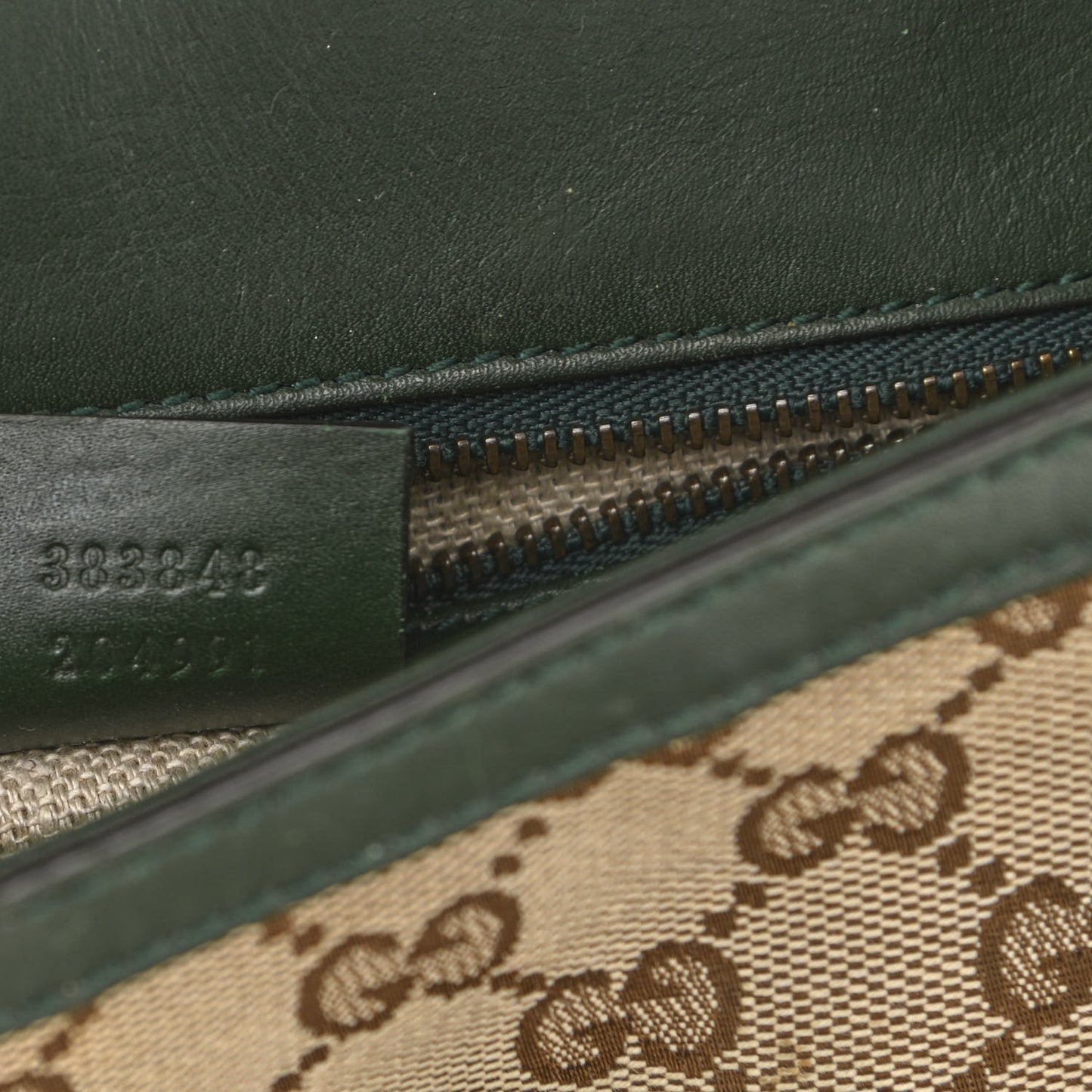 Monogram Calfskin Medium Lady Web Shoulder Bag Beige Green