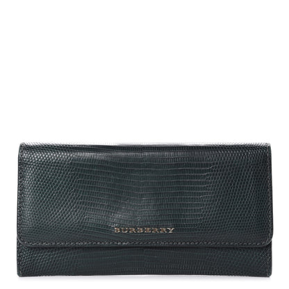 Burberry Lizard Continental Flap Wallet Dark Cyan 1 of 9