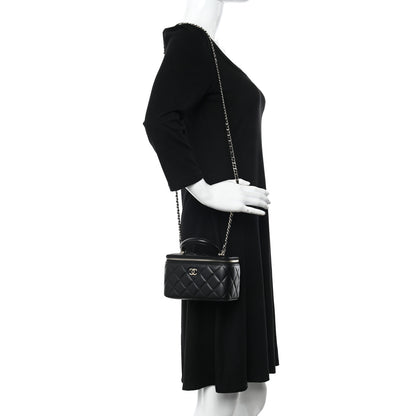 Chanel Lambskin Quilted Small Top Handle Vanity Case With Chain Black 2 of 11