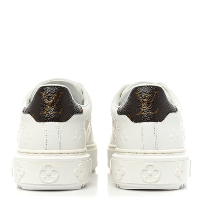 Louis Vuitton Lambskin Embossed Monogram Time Out Sneakers 38 White 4 of 11