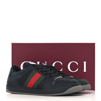 Gucci Calfskin Nylon GG Monogram Calfskin Web Mens Screener Sneakers 8 Black 10 of 10