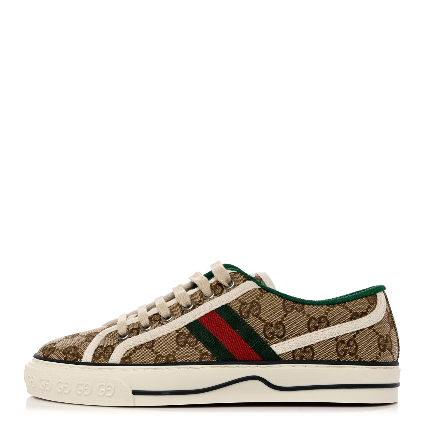 Gucci GG Monogram Web Womens 1977 Tennis Sneakers 38 Beige Ebony Mystic White 1 of 8