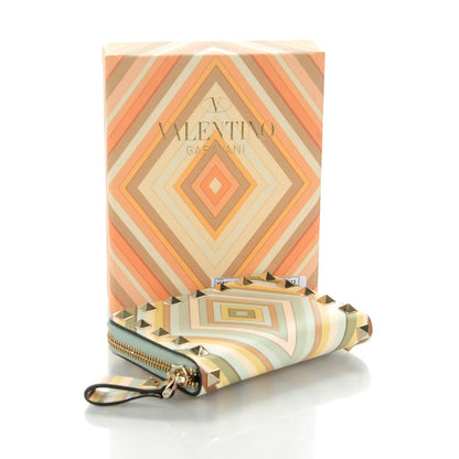 Valentino Garavani Calfskin Native Couture 1975 Rockstud Zip Around Coin Case Card Holder 4 of 8