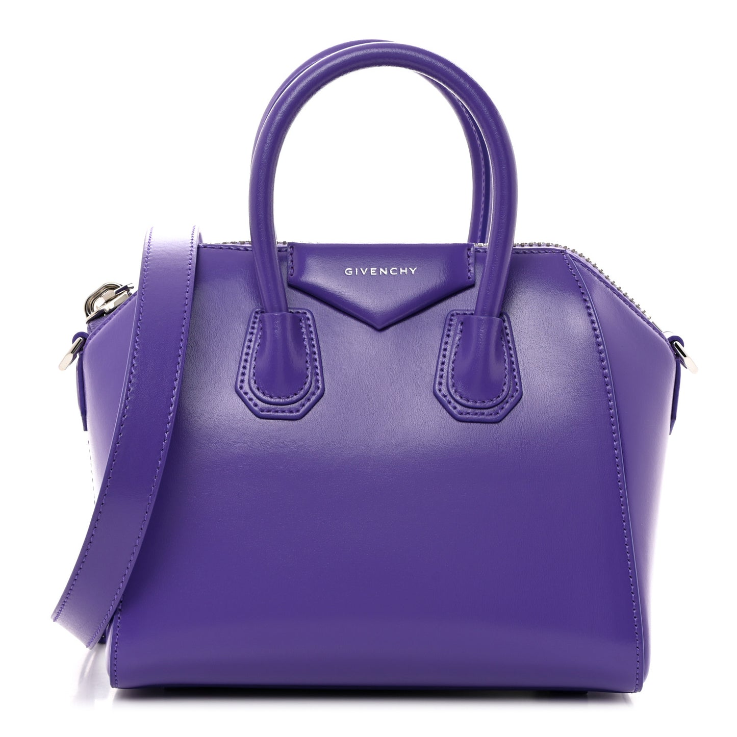 Shiny Lord Calfskin Mini Antigona Ultraviolet