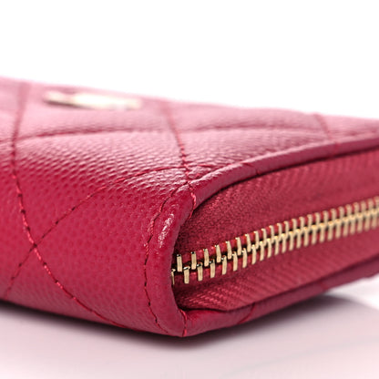 Chanel Caviar Quilted Zip Coin Purse Dark Pink 9 of 10
