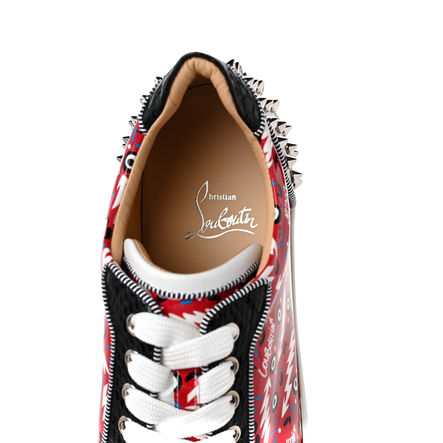 Christian Louboutin Calfskin Patent Womens Louis Junior Spikes Vieria Orlato Flat Sneakers 40 Version Multicolor 3 of 7