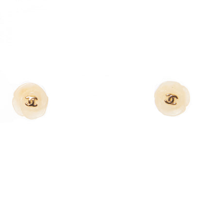 Chanel Resin CC Camellia Earrings Beige 1 of 7