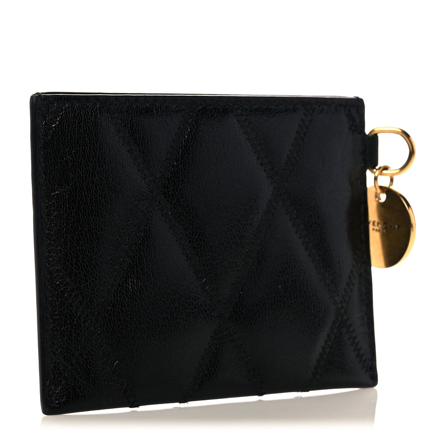 Goatskin Diamond Quilted GV3 Card Holder Black