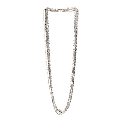 David Yurman Sterling Silver 18K Yellow Gold Cultured Pearl Multi Chain Necklace 3 of 5