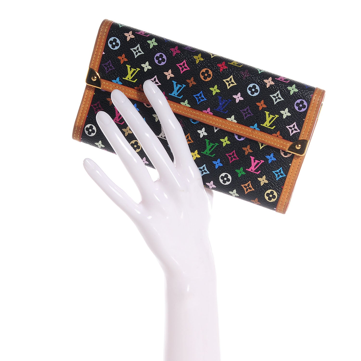 Louis Vuitton Monogram Multicolor Porte Tresor International Wallet Black 2 of 7