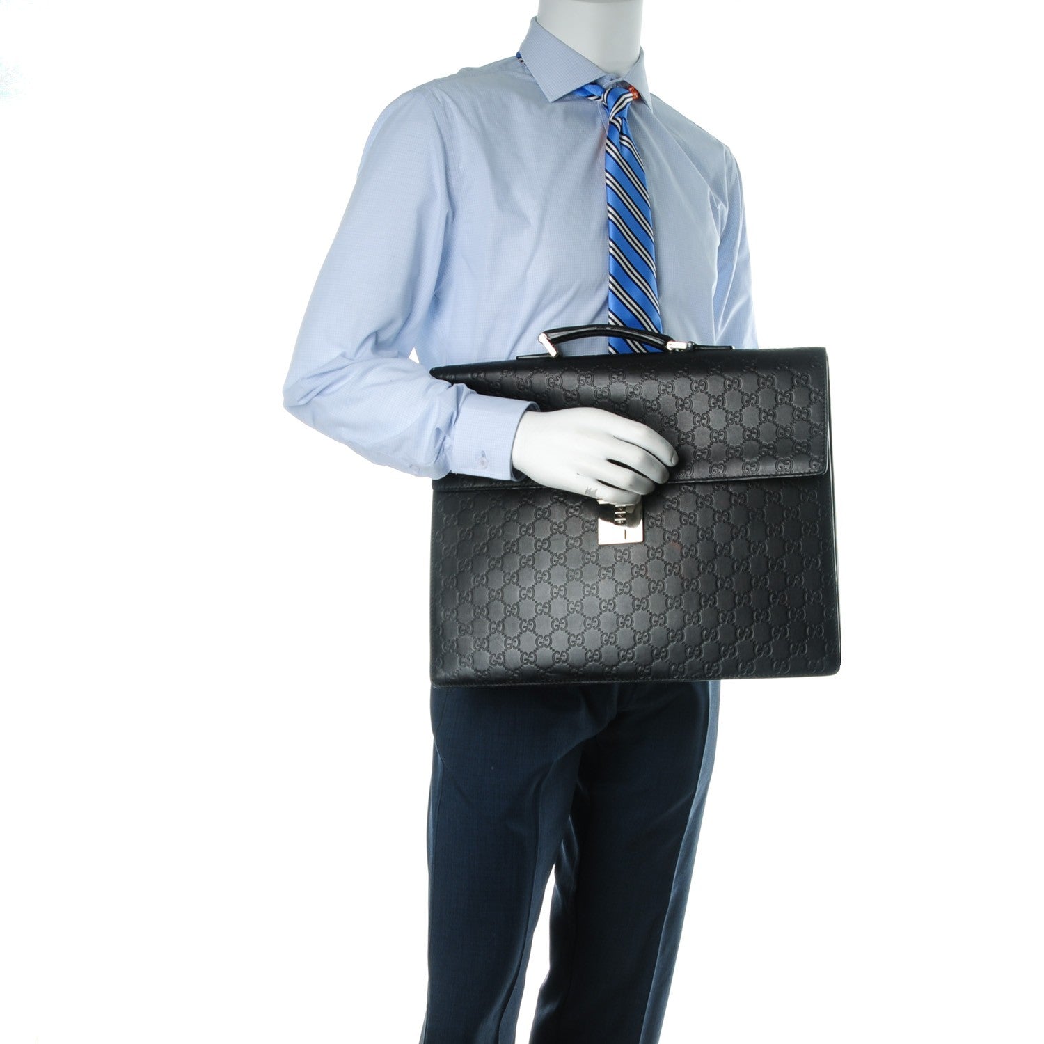 Gucci Guccissima Large Laptop Briefcase Black 2 of 10