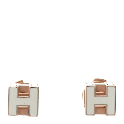Hermes Rose Gold Plated Cage d'H Earrings White 1 of 5