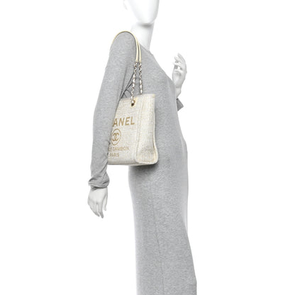 Chanel Lurex Boucle Mini Deauville Tote White 2 of 12