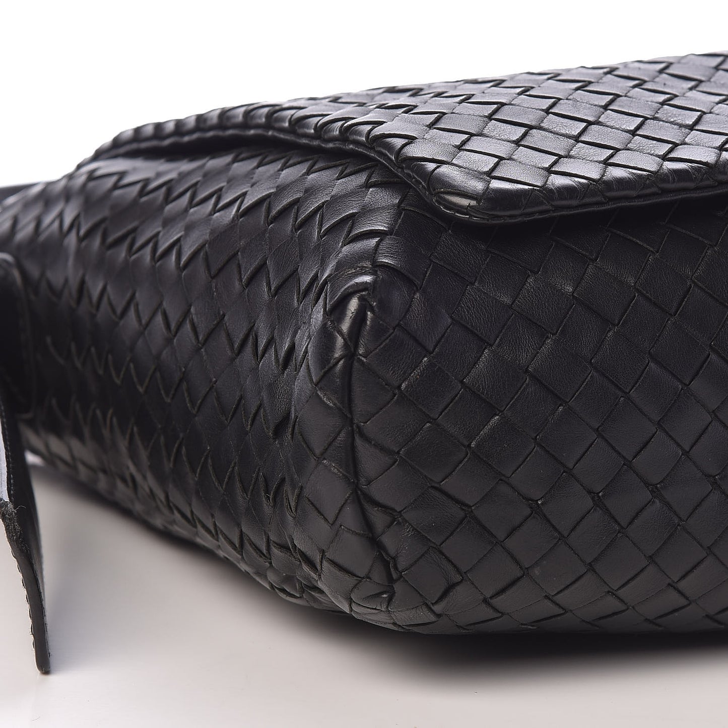 Light Calf Intrecciato Crossbody Messenger Bag Black