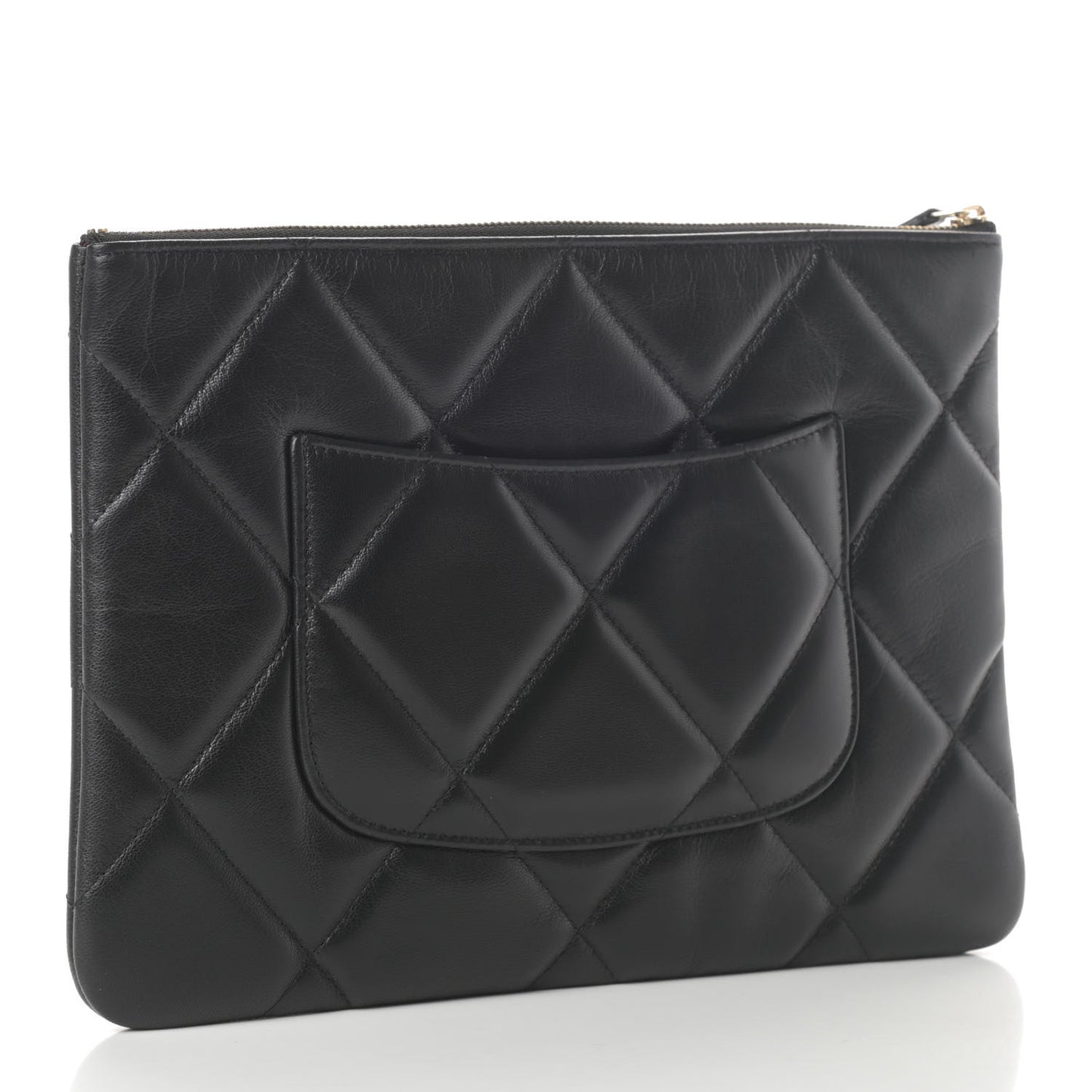 Goatskin Quilted Large Chanel 19 Cosmetic Case Black