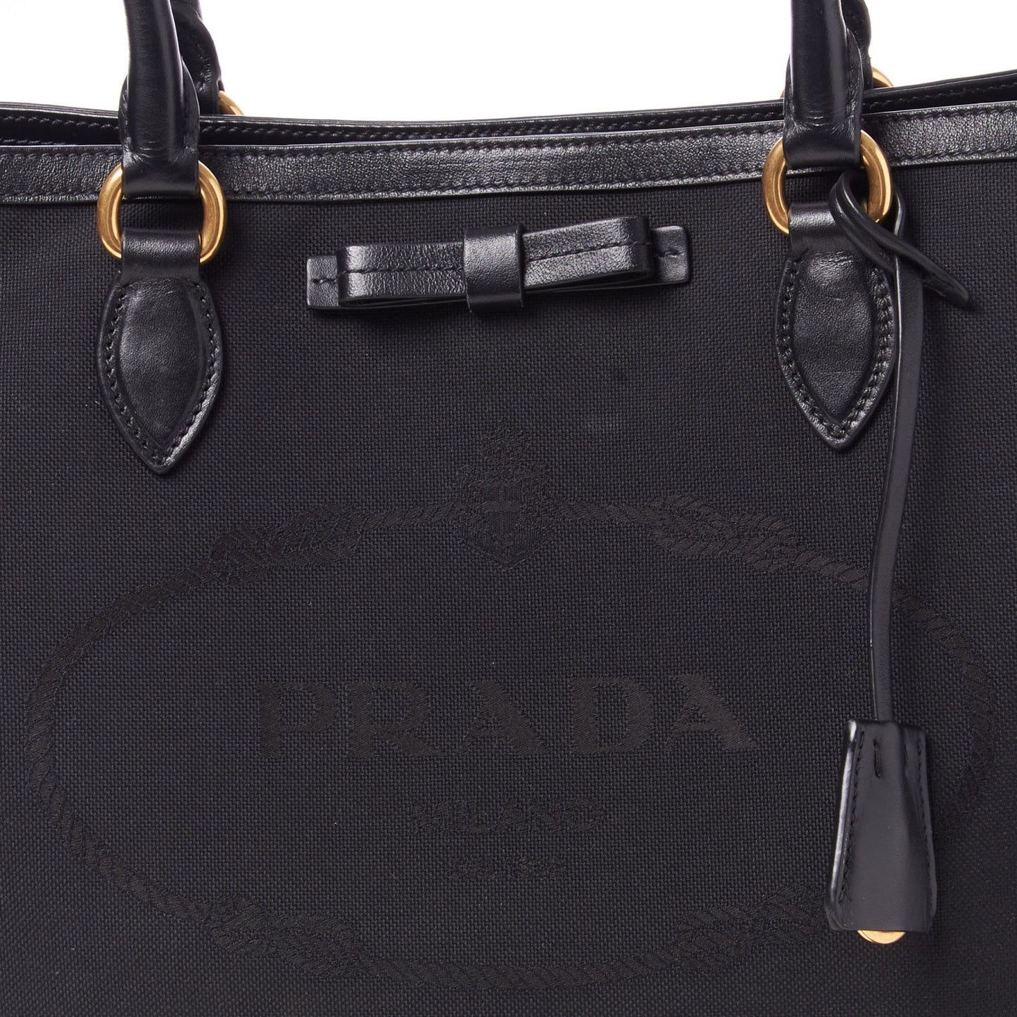 Canvas Jacquard Logo Tote Black