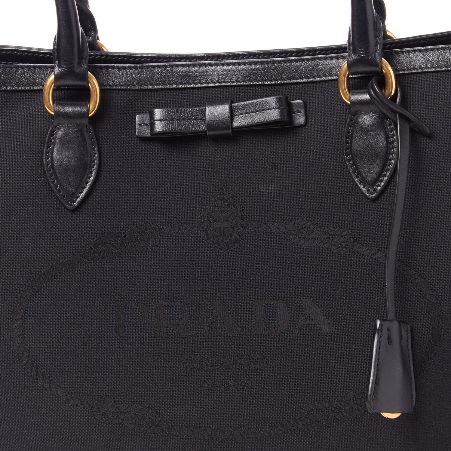Prada Canvas Jacquard Logo Tote Black 5 of 8