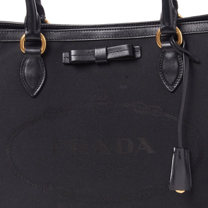 Prada Canvas Jacquard Logo Tote Black 5 of 8