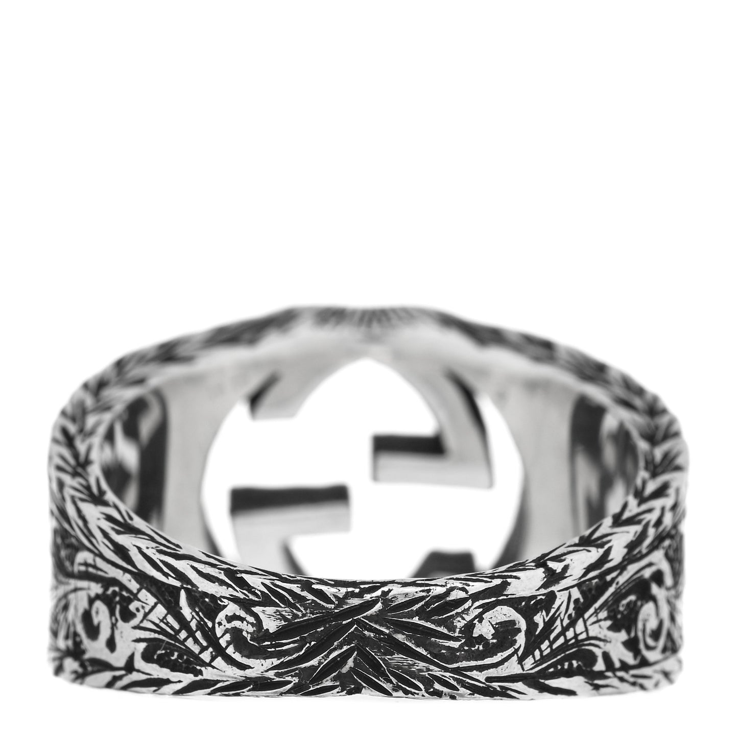 Sterling Silver Interlocking GG Signet Ring 61 9.75