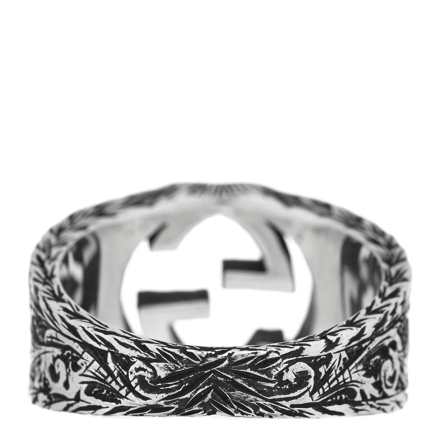 Gucci Sterling Silver Interlocking GG Signet Ring 61 9.75 3 of 4