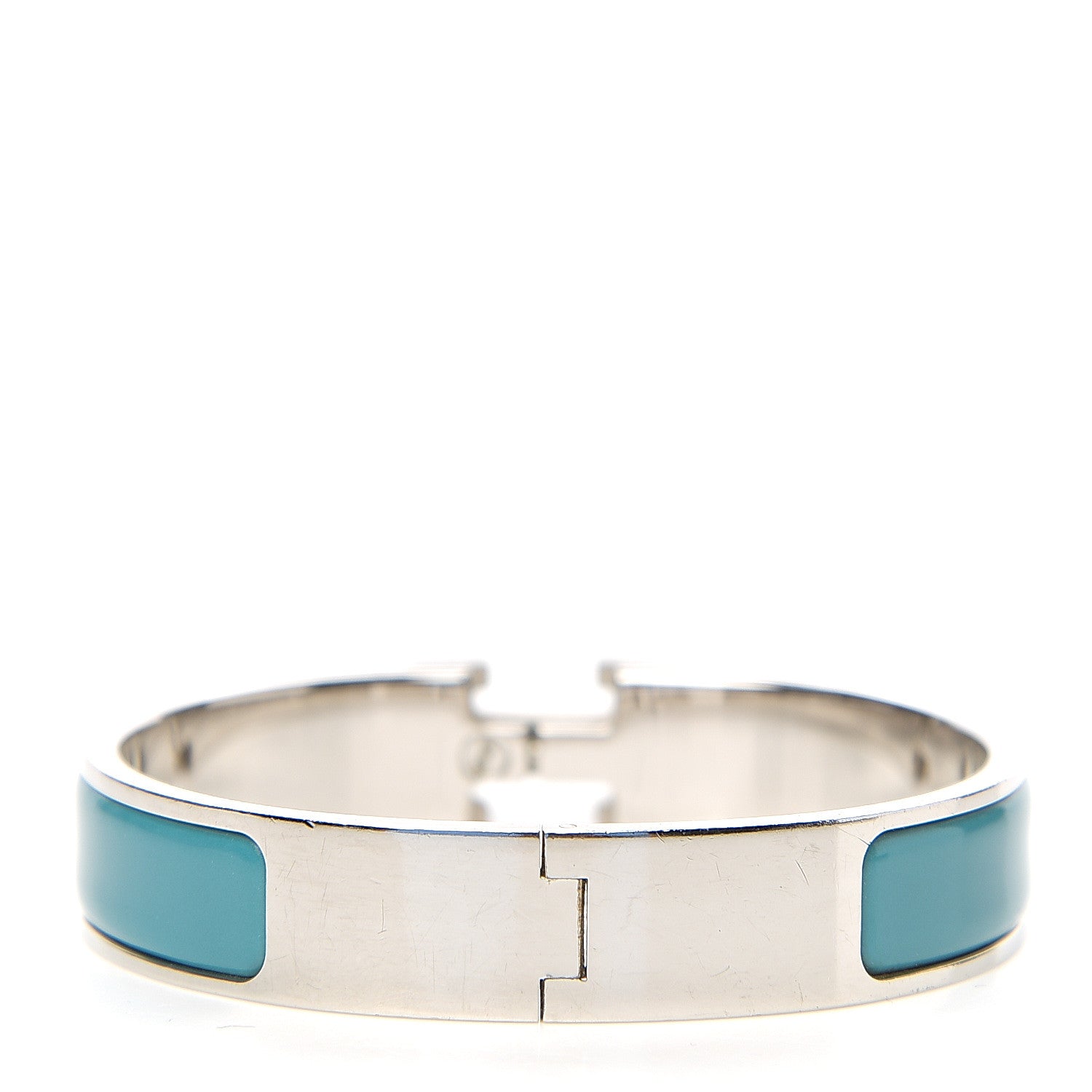 Hermes Enamel Narrow Clic Clac H Bracelet PM Bleu Canard 2 of 3