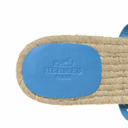 Hermes Suede Goatskin Ancone Espadrille Sandals 37 Bleu Vif 5 of 9