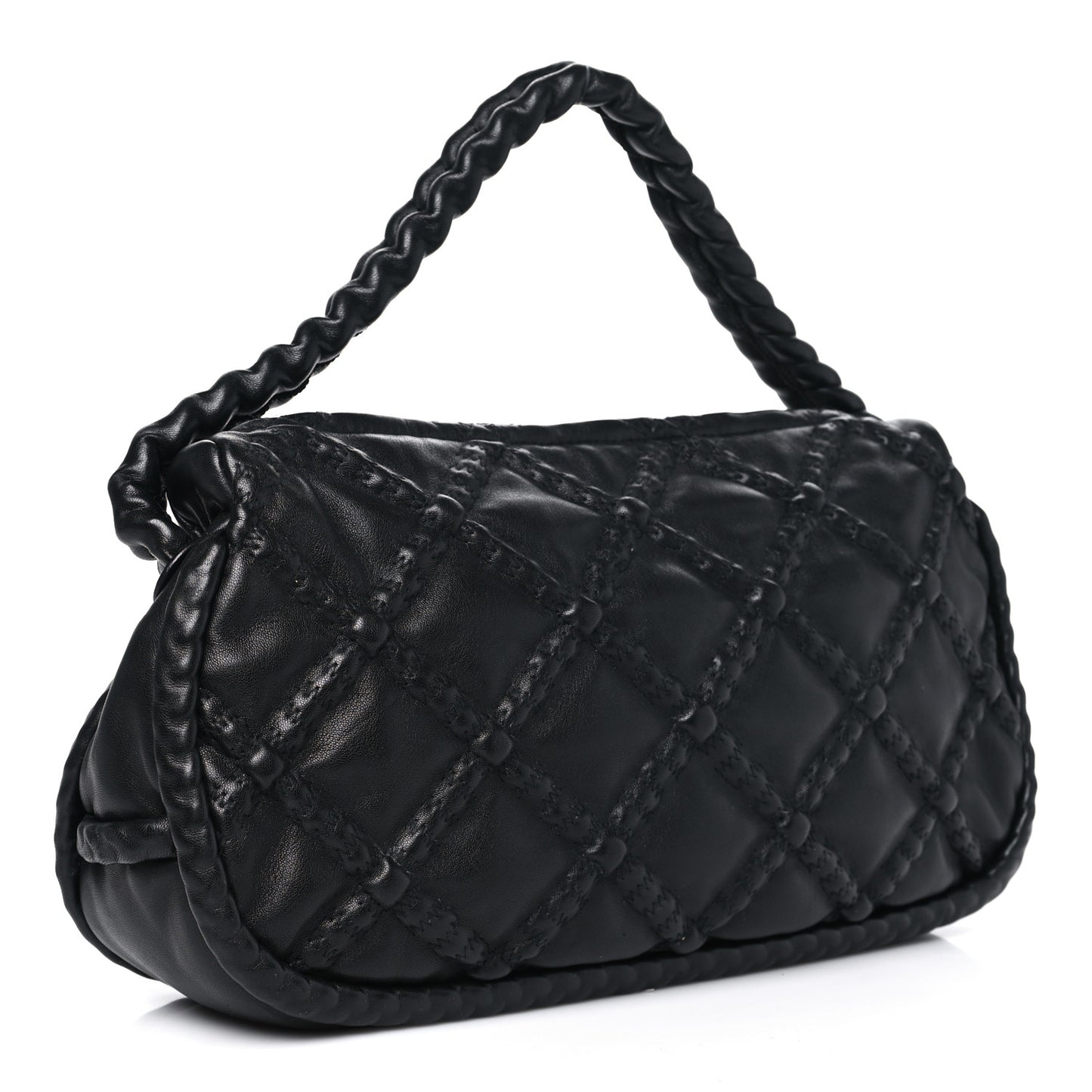 Lambskin Quilted Small Hidden Chain Shoulder Bag Black