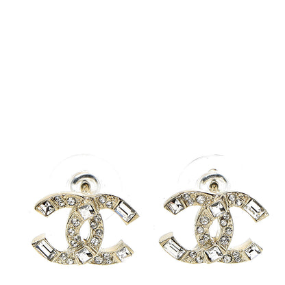 Chanel Crystal Baguette CC Earrings Gold 1 of 6